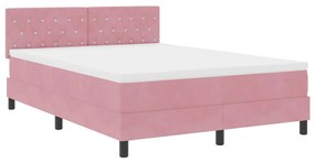 Cama Box Spring com Colchão Rosa 160x200 cm Veludo