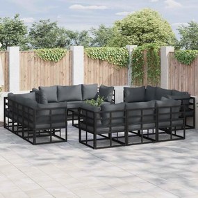 vidaXL Conjunto de Sofá de Jardim 12 pcs Preto 213 x 71.5 x 71 cm