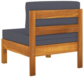 8 pcs conj. lounge de jardim c/ almofadões cinza-escuro acácia