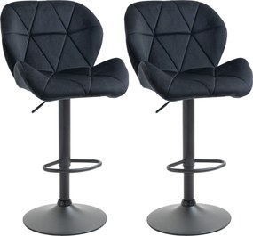 HOMCOM Conjunto de 2 Banquetas de bar cadeiras de bar giratórias com encosto banqueta bistrô com altura ajustável banqueta de balcão Toque a veludo sem braços Espuma Preto 51,5x 57,5 x 93-114,5 cm | Aosom Portugal