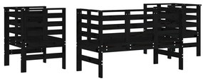3 pcs conjunto lounge de jardim madeira de pinho maciça preto