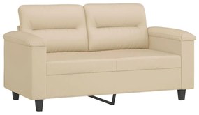 2 pcs conjunto sofás c/ almofadas tecido microfibra cor creme