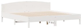 Cama com estante sem colchão 180x200 cm pinho maciço branco