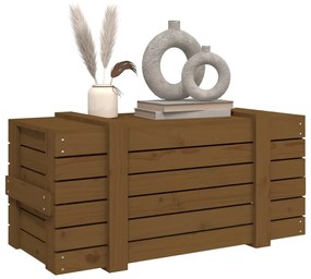 Caixa de arrumação 91x40,5x42 cm pinho maciço castanho mel