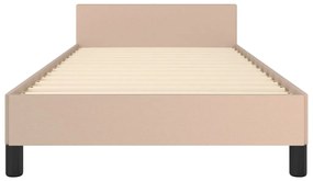 Estrutura cama c/ cabeceira couro artif. 90x190 cm cappuccino