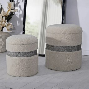 PUFE COM ARMAZENAMENTO 2 PEÇAS SAINT-MORITZ Ø 40X47-32X38 CM CREME