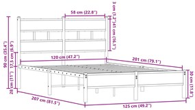 Cama sem colchão com cabeceira 120x200 cm carvalho sonoma