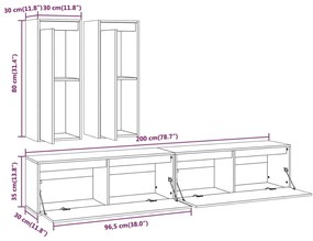 Móveis de TV 4 pcs madeira de pinho maciça