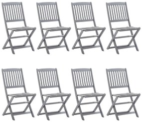 vidaXL Cadeiras de exterior dobráveis 8pcs c/ almofadões acácia maciça