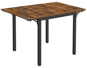 VASAGLE KDT077B01 Mesa de jantar dobrável para 2 a 4 pessoas para espaços pequenos vintage marrom/preto