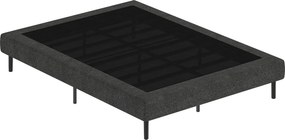 Cama Estofada 144x195 cm com Revestimento em Chenille Estrado de Ripas em Madeira Pés em Aço Montagem Fácil 400 kg Cinza