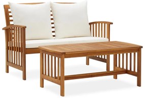 2 pcs conjunto lounge de jardim c/ almofadões acácia maciça