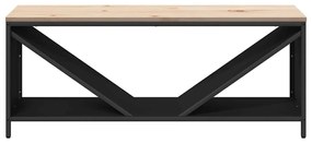 Suporte para lenha com tampo de madeira 100,5x35,5x40 cm preto