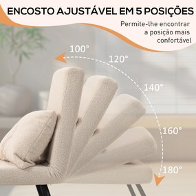 Poltrona Convertível em Cama Poltrona 3 em 1 Convertível em Cama com Encosto Ajustável em 5 Níveis 63x73x81 cm Bege