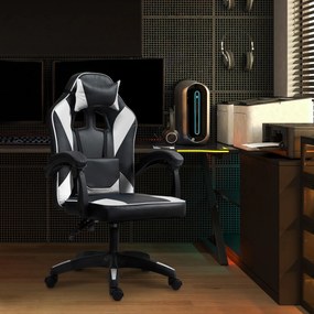 Cadeira de escritório em couro sintético preta e branca