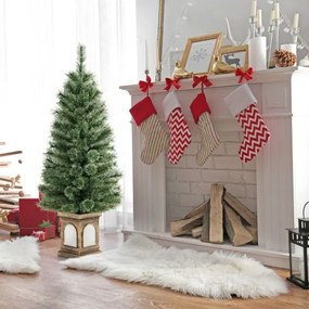 Árvore de Natal em vaso de 120 cm com 116 ramos 100 luzes LED 3 modos dinâmicos com controlo remoto verde e dourado