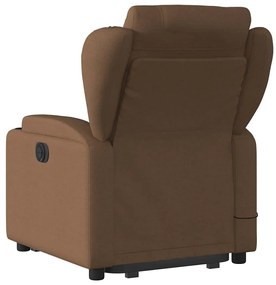 Poltrona reclinável massagens tecido castanho