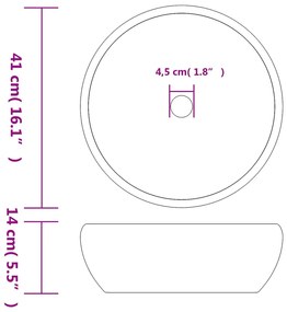 Lavatório de bancada redondo Φ41x14 cm cerâmica preto/cinzento