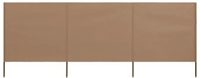 vidaXL Para-vento com 3 painéis em tecido 400x160 cm cinza-acastanhado