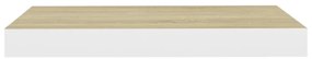 Prateleira de parede suspensa 50x23x3,8cm MDF carvalho e branco