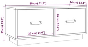 Móvel de TV 80x34x35 cm madeira de pinho maciça branco