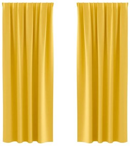 Cortinas 2 pcs amarelo mostarda 225 x 140 cm Poliéster