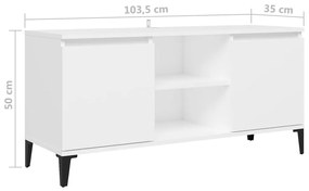 Móvel de TV com pernas em metal 103,5x35x50 cm branco