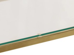 Mesa consola aço inoxidável e vidro temperado dourado