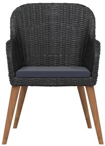 5 pcs conjunto de jantar p/ jardim c/ almofadões preto
