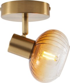 Foco de teto moderno dourado com vidro redondo âmbar - Teddy