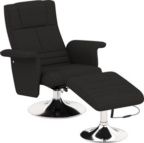 HOMCOM Poltrona de massagem com otomano, encosto reclinável, 78 x 95 x 88 cm, Preto | Aosom Portugal