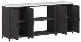 Conjunto de Armazenamento de Cozinha com prateleira 3 pcs Preto