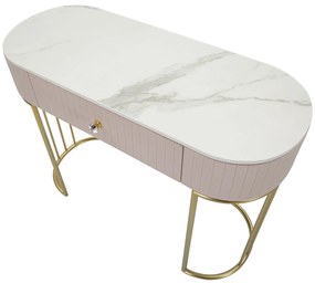 MESA CONSOLA MONTPELLIER 100X40X75 CM ROSA, DOURADO, BRANCO