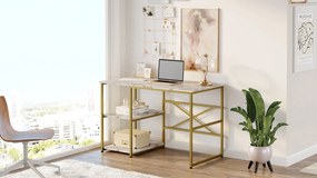 Secretária VG23 – Mármore Branco e Dourado – 120x75x60 cm