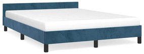 Estrutura de cama c/ cabeceira 140x190 cm veludo azul-escuro