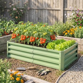 Floreira de Jardim Retangular, 120 x 60 x 30,5 cm, Aço Galvanizado, Verde