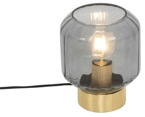 Candeeiro de mesa moderno dourado/latão com vidro fumê - Stiklo Moderno