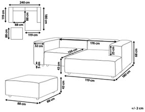 Sofá de canto modular 2 lugares com repousa-pés em bombazine azul escuro à esquerda APRICA Beliani