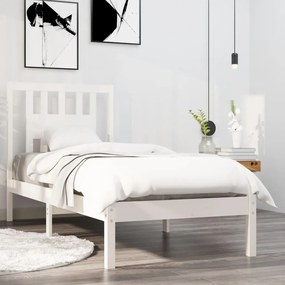 3104029 vidaXL Estrutura cama de solteiro 90x190 cm madeira maciça branco