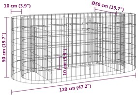 Canteiro elevado/cesto gabião 120x50x50 cm ferro galvanizado
