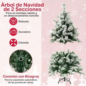 Árvore de Natal artificial de 136 cm com 150 luzes LED brancas quentes e 384 ramos mistos Montagem fácil Branco e verde