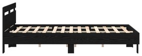 Estrutura de Cama Preta Carvalho Preto Madeira 140 x 190 cm