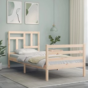 Estrutura de cama com cabeceira 90x200 cm madeira maciça