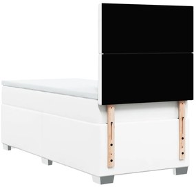 Cama com molas/colchão 90x190 cm couro artificial branco