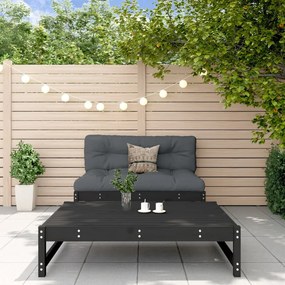 2pcs conjunto lounge jardim c/ almofadões madeira maciça preto