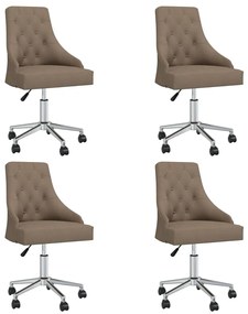 vidaXL Cadeiras de jantar giratórias 4 pcs tecido cinzento-acastanhado