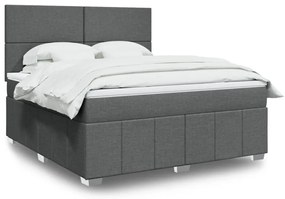 vidaXL Cama com molas/colchão 180x200 cm tecido cinzento-escuro