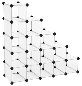 SONGMICS Sapateira intertravada, organizador de armazenamento retangular, unidade de prateleira de armazenamento modular DIY de 15 slots, guarda-roupa de fio de metal, branco LPC44S