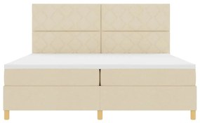 Cama Box com Colchão &amp; LED Creme 200x200 cm Tecido