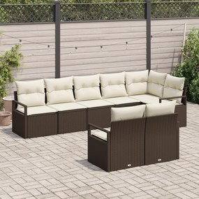 Conjunto de Sofá de Jardim de 8 Peças com Almofadas Castanho Rattan vi